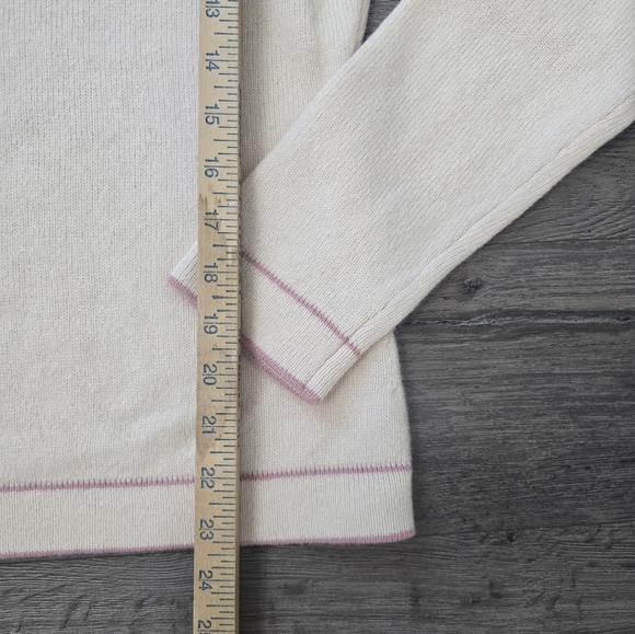 Ann Taylor Loft Pastel Sweater 50% Wool 10% Angora 5% Cashmere Bow Stripes P - Picture 3 of 6